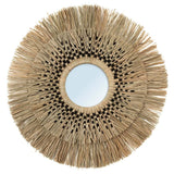 Havana Mirror 70cm – Round Natural Black Frame, Made of Cotton, Grass, and Wood