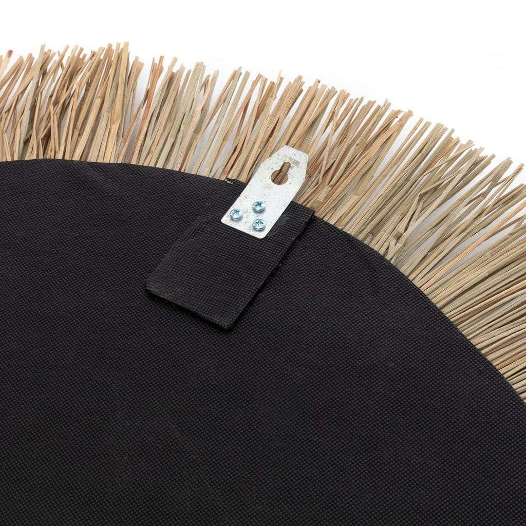 Havana Mirror - Natural Black - L with cowrie shells and grass detailing.