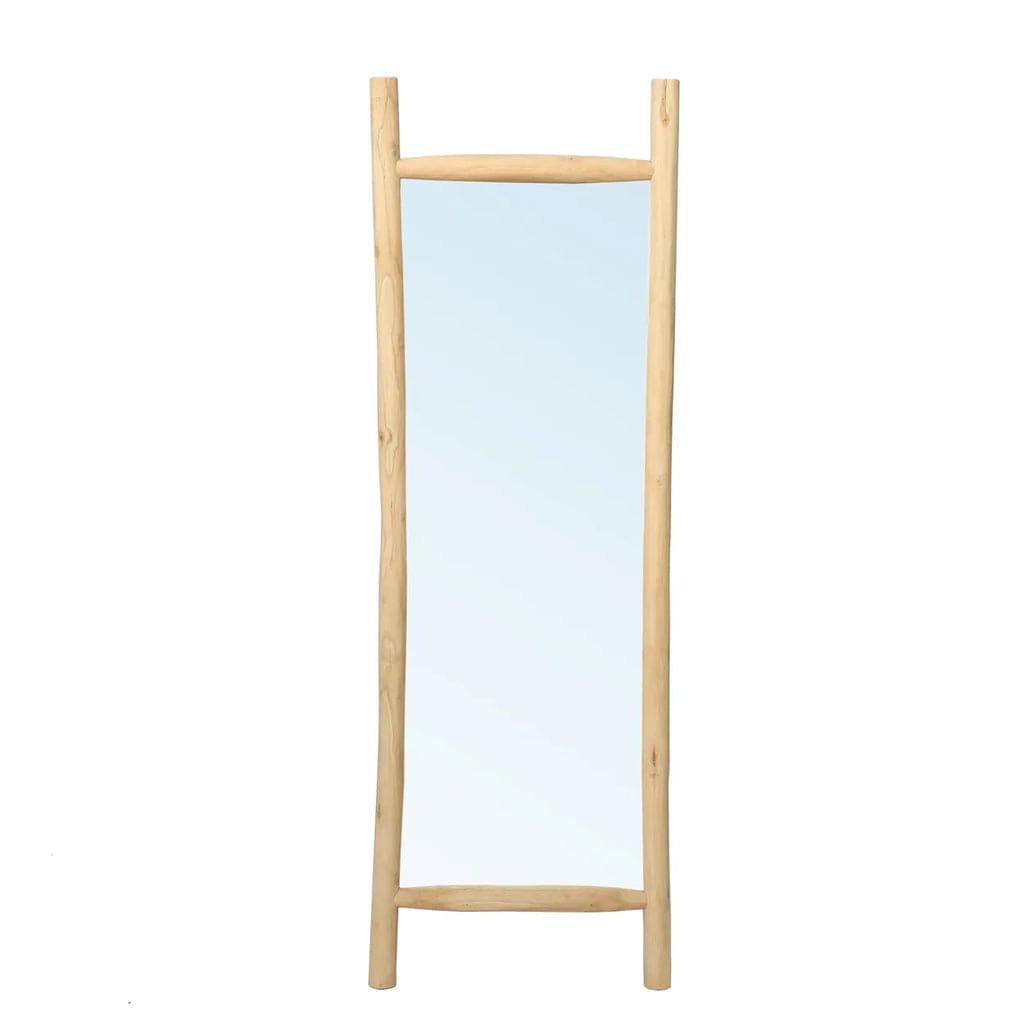 Natural teak wood island dressing mirror 170cm with rustic charm and elegant finish.