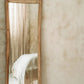 Natural teak wood island dressing mirror 170cm with rustic wooden frame.