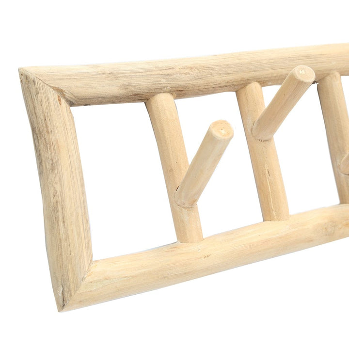 Island Coat Rack made of natural teakwood for decorative and practical indoor organization.