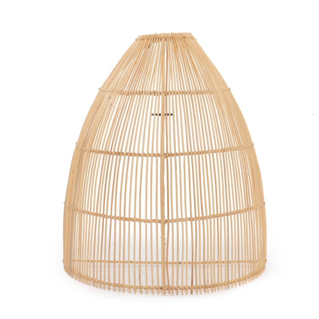 Rattan cone-shaped Lalo Wall Lamp in natural finish.