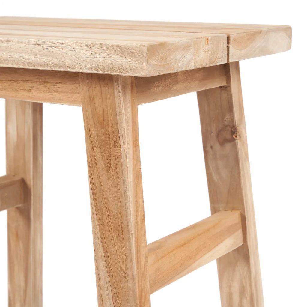 Makara Stool made from natural reclaimed teak wood.