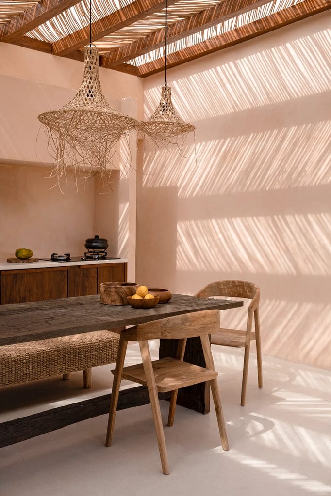 Mykonos Natural Rattan Pendant Lamp – L - Handmade Boho Decor, 60 cm