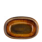 Comporta Oval Bowl 25cm with crackle glaze in rich brown, set of 4, handcrafted Portuguese ceramics.