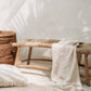 Boho Teak Wood and Seagrass Bench - Stylish Indoor or Outdoor