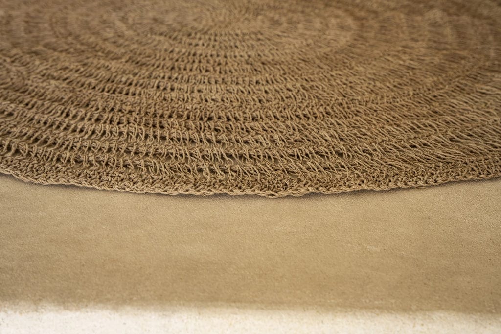 Seagrass Rug - Natural - 100cm, handcrafted circular design, eco-friendly decor accent.