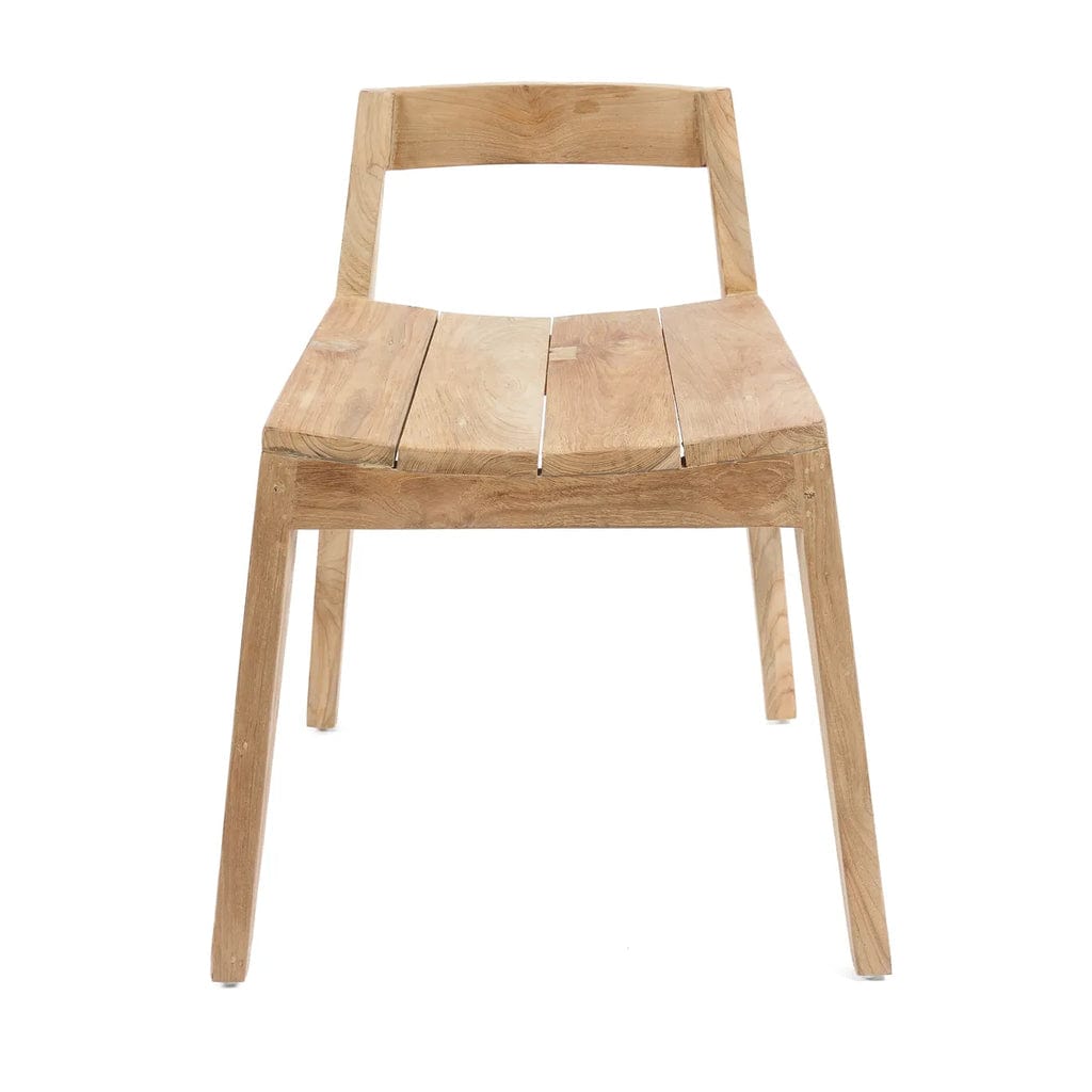 Ydra Dining Chair in natural reclaimed teak wood for outdoor use.