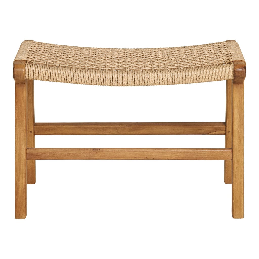 Derby Footrest with teak frame and polyrattan seat in natural finish.