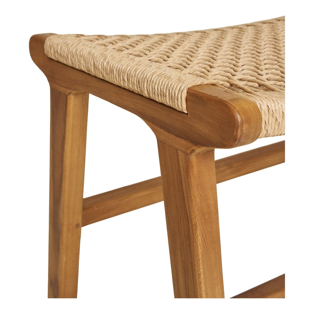 Derby Footrest with teak frame and polyrattan seat in natural finish.