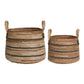 Natural Erba banana leaf baskets set of two; rustic and eco-friendly storage solutions.