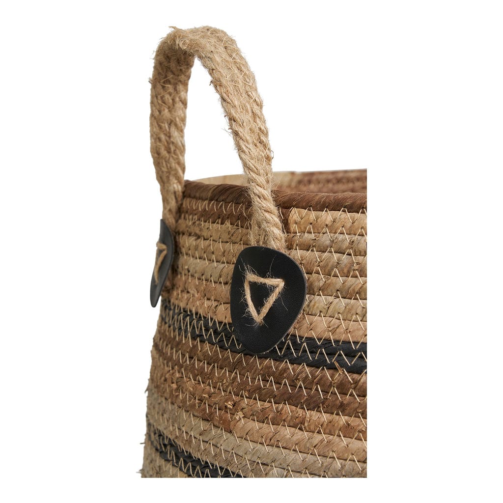 Erba Banana Leaf Baskets – Natural, Set of 2 with handles and rustic design.