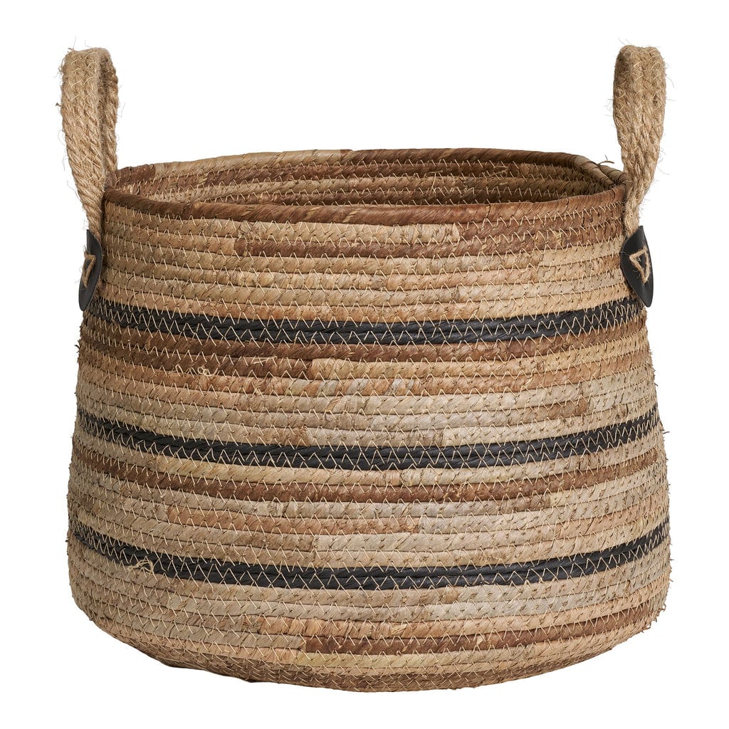 Natural Erba banana leaf baskets set of two, rustic eco-friendly storage solutions.