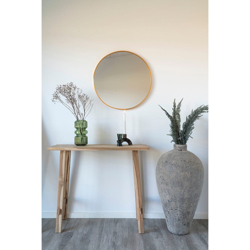 Teak console table 90x30xh80 cm in a living room setting.