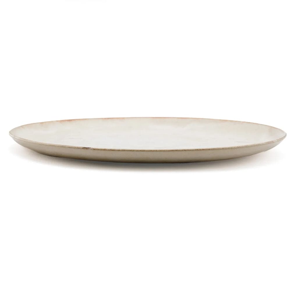 Cascais Salad Plate 22cm set of 6, handmade Portuguese ceramic, white with gold accent, elegant earthenware.