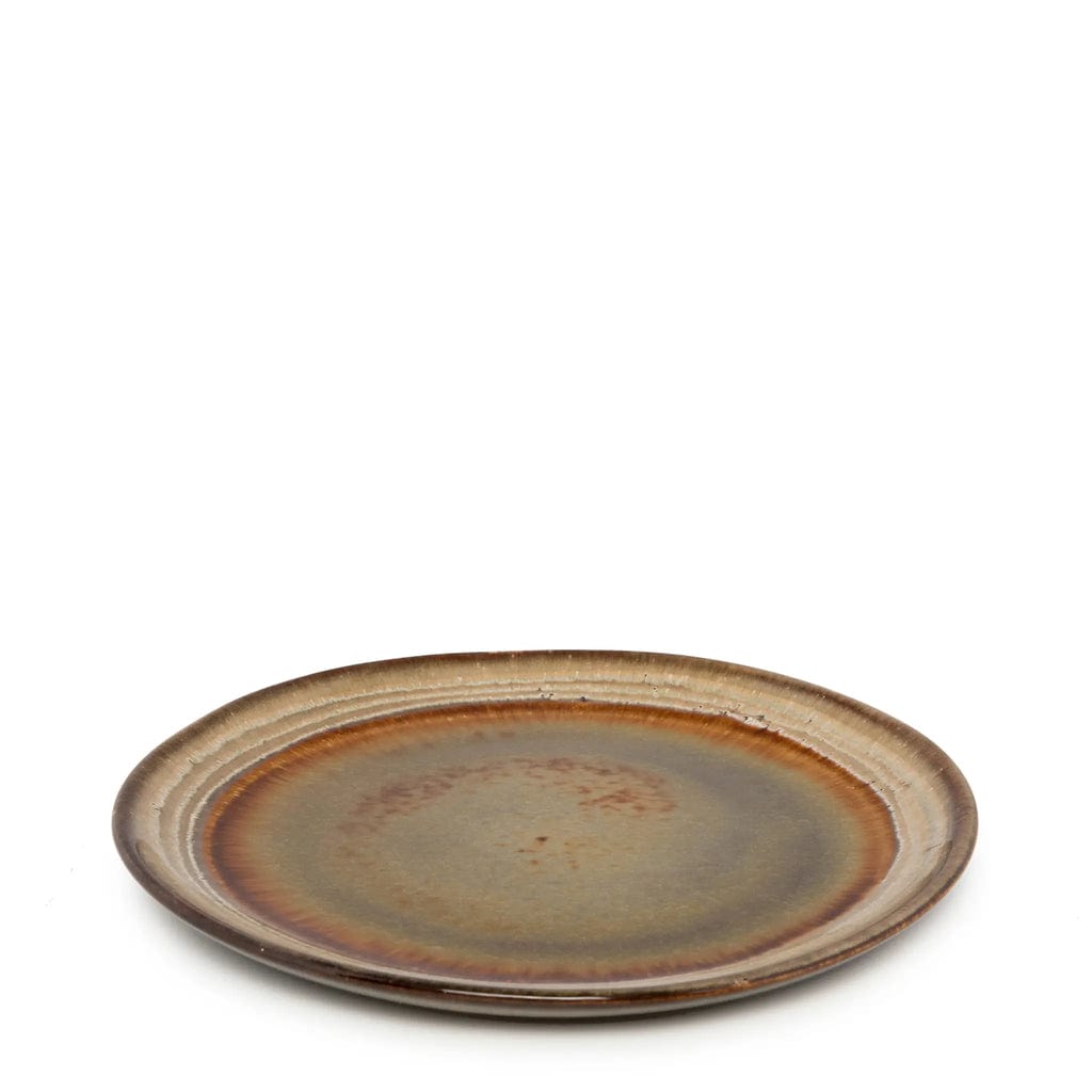 Handcrafted Portuguese ceramic Comporta Dessert Plate, 22 cm, featuring unique crackle glaze and vibrant colors. Ideal for elegant dining.