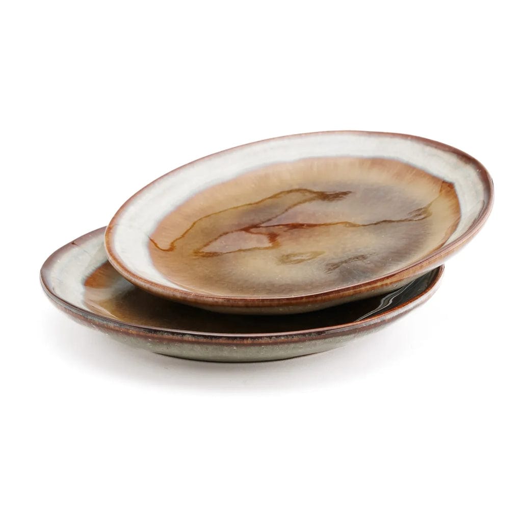 Comporta Appetizer Plate 17cm set of 6, handcrafted Portuguese ceramics with crackle glaze.