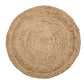 Round water hyacinth rug, natural color, handcrafted, 150x150 cm.