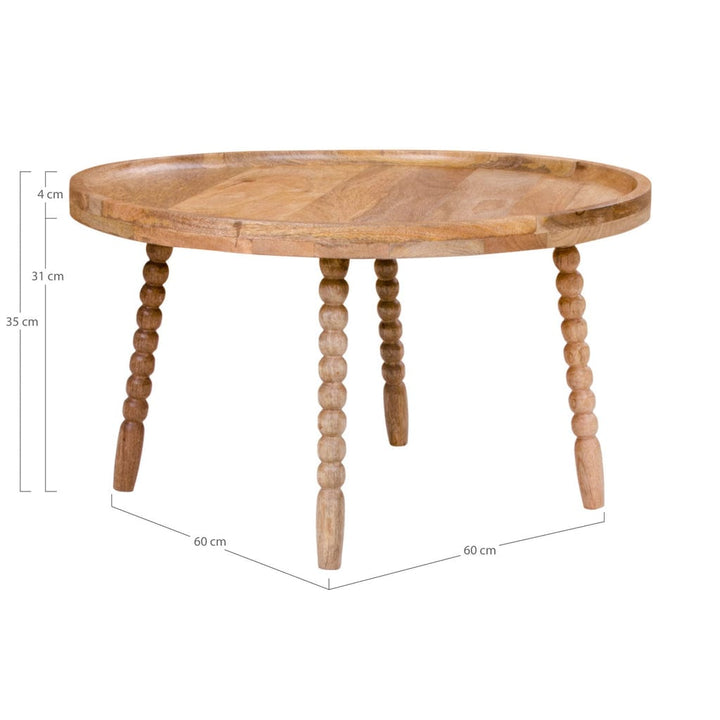 Natural mango wood coffee table, round Ø60x35 cm, elegant and durable for modern home decor.