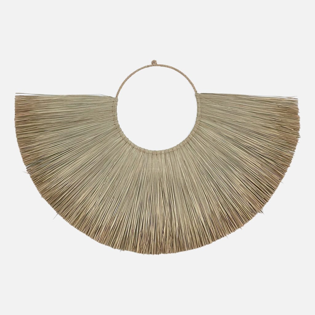 Large Balinese Jingga Allang wall hanger in natural orange, handcrafted from seagrass.