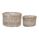 Kalak Natural Kubu Rattan Baskets Set of 2, handwoven storage solution.