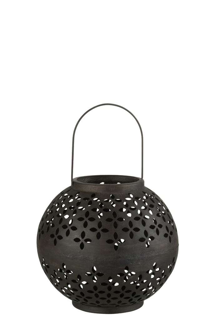 J-Line Ball Perforated Black Matte Iron Lantern – 30 cm