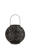 J-Line Ball Perforated Black Matte Iron Lantern – 30 cm