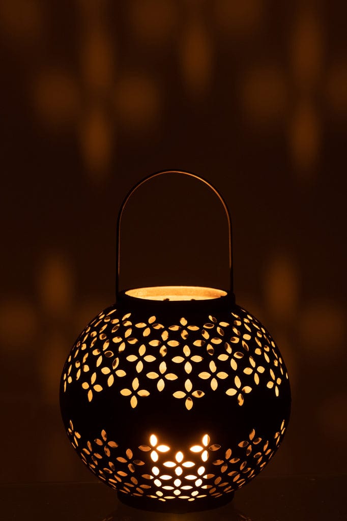 J-Line Ball Perforated Black Matte Iron Lantern – 30 cm