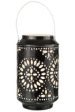 J-Line perforated black iron lantern, 43 cm tall