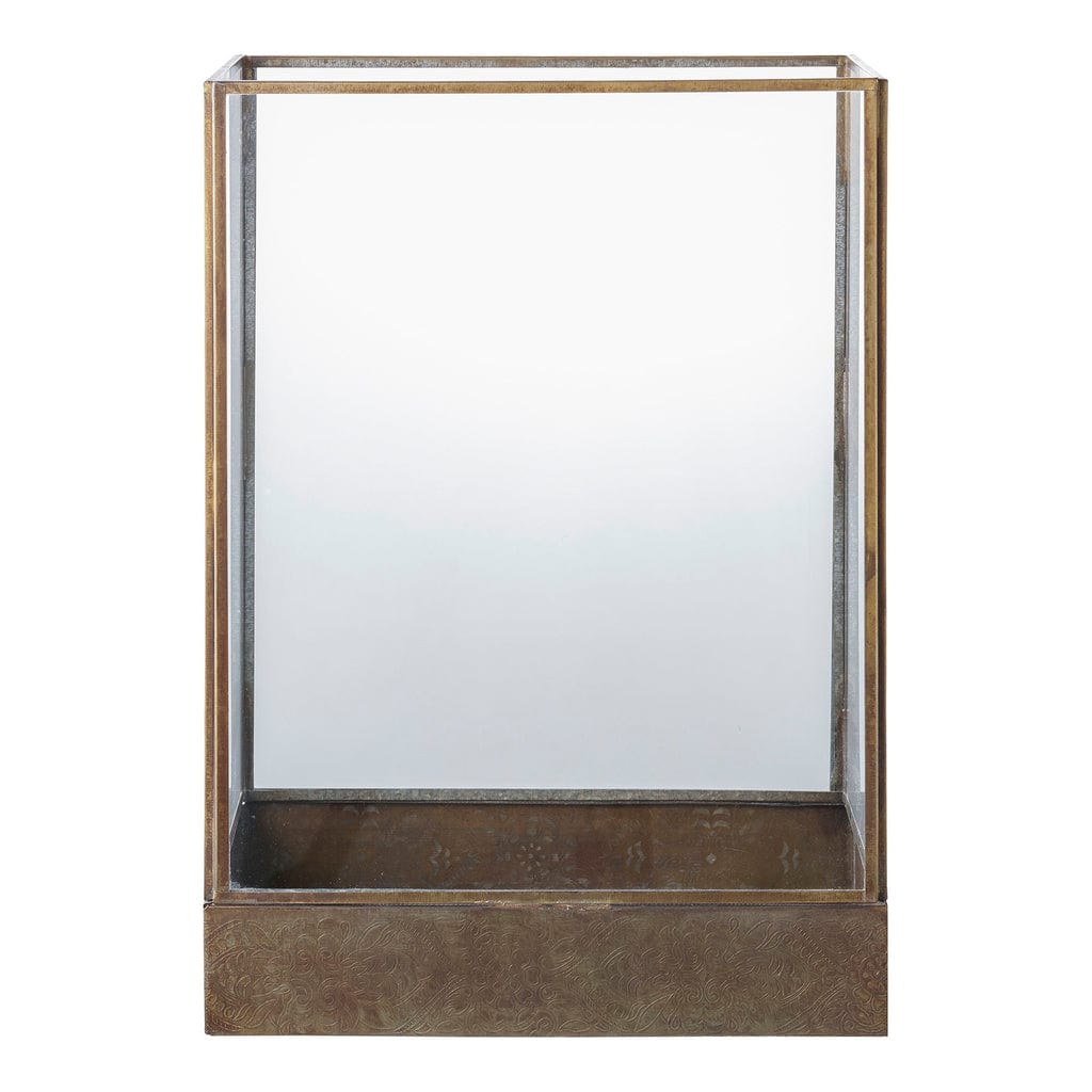 Manali lantern in antique brass finish with glass panels for candlelight