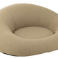 Beige donut mattress made of polypropylene and PVC, perfect for lounging indoors or outdoors.