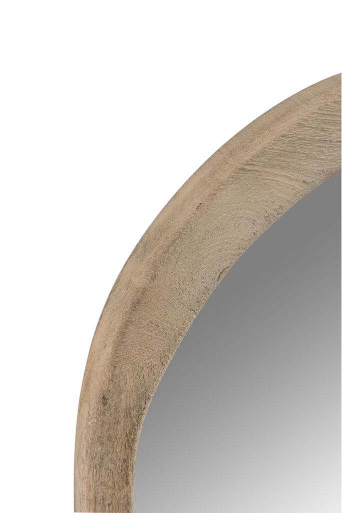 J-Line Irregular Mango Wood Small Mirror with Natural Finish showing unique freeform design.