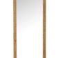 Rectangle fir wood mirror with rattan detail and natural finish.