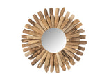 Natural large round driftwood mirror with handcrafted frame, perfect for rustic interiors.