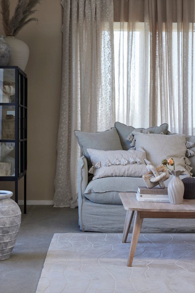 Ellie coffee table 40x90 cm in living room setting, white wash finish, Scandinavian design.