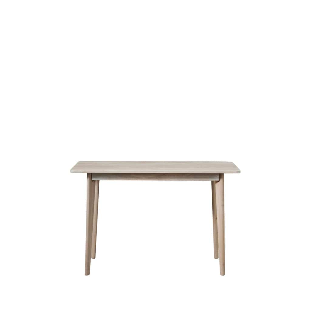 Ellie desk 75x55 cm in white wash with Scandinavian design, made from FSC-certified European oak wood.