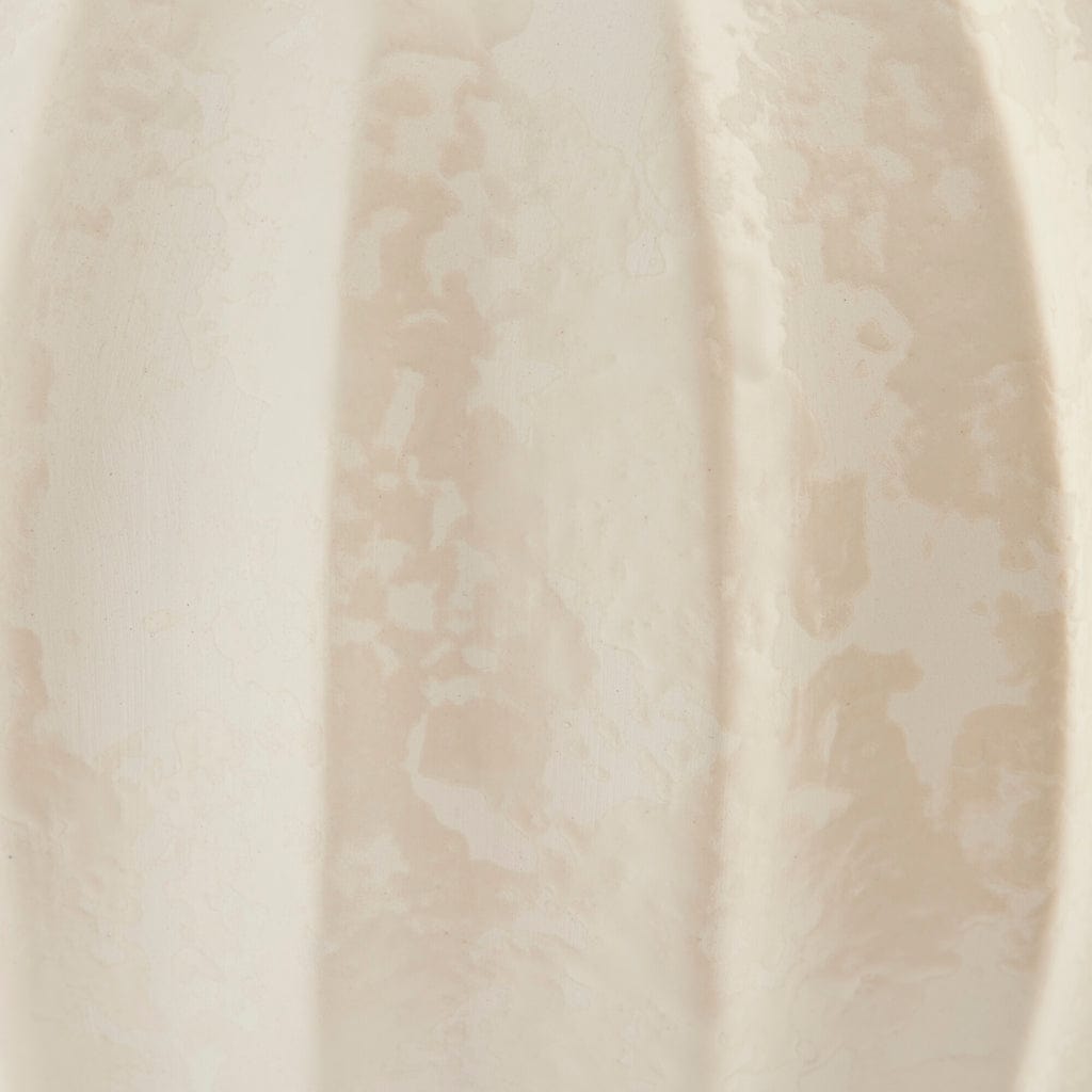 Close-up of the off-white texture on the Esme Decor Vase, h51 cm, showcasing the unique reactive glaze pattern and artisanal craftsmanship.