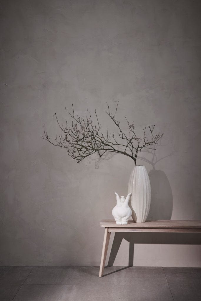 Esme Decor Vase h51 cm in off white on a table, showcasing Portuguese ceramic artistry.