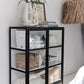 Ayla Decor Vase h41.5 cm White on a stylish black cabinet in a modern room setting.