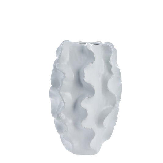 Sannia White Ceramic Vase with modern design, 25.5 cm, elegant decor piece.