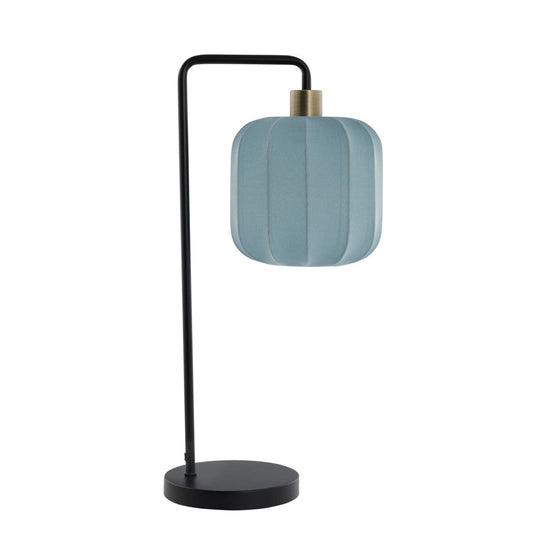 "Stylish blue Sashie Table Lamp with timeless elegance and modern design, crafted from iron and polyester, dimensions L x W28 x H58 cm."