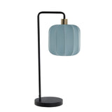 "Stylish blue Sashie Table Lamp with timeless elegance and modern design, crafted from iron and polyester, dimensions L x W28 x H58 cm."