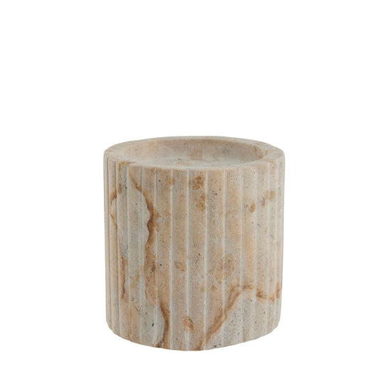 Eliana Marble Candle Holder 10x9.5 cm with linen finish, natural marble texture.