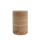 Travina Linen Jar made from travertine, 16.5x10.5 cm, elegant bathroom decor item.