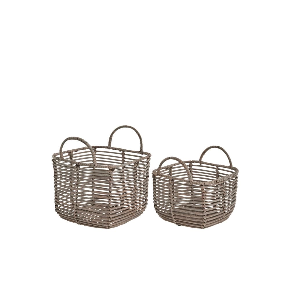 Harper Basket Set 2 pcs 18x18 cm handwoven rattan baskets for home organization.