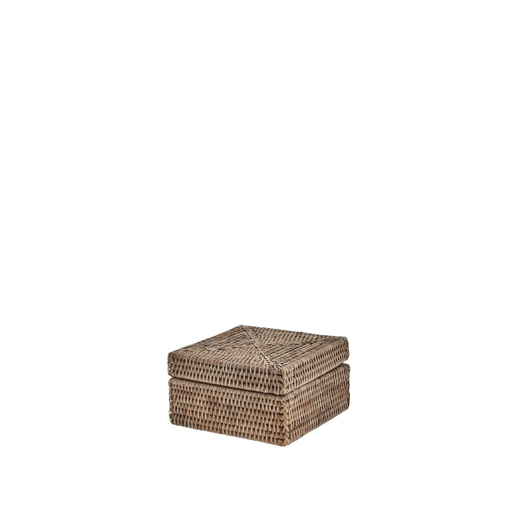 Norah Handwoven Rattan Box - Natural Rattan Storage 18x18cm crafted by Myanmar artisans.