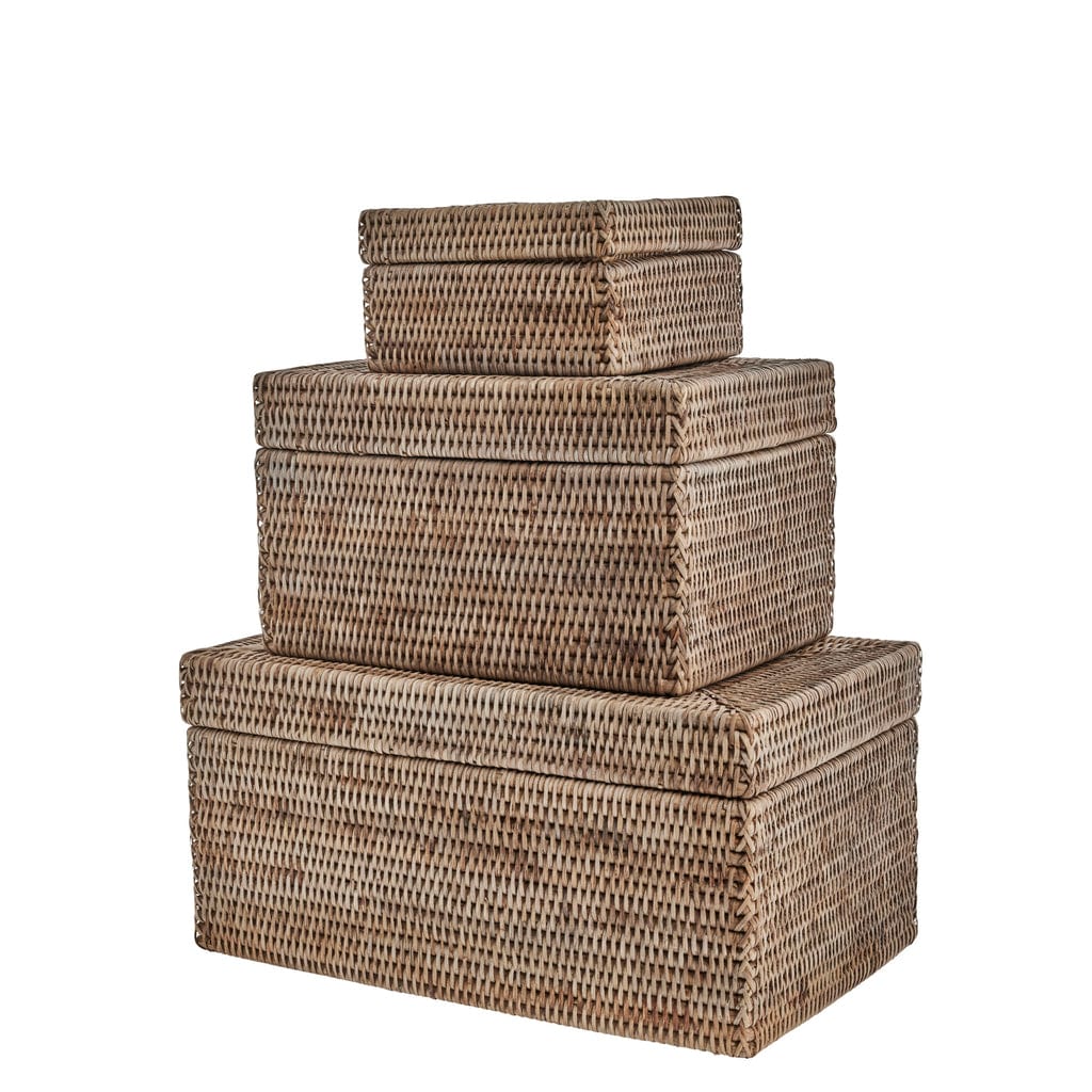 Norah Handwoven Rattan Box 18x18cm, natural rattan storage by Myanmar artisans.