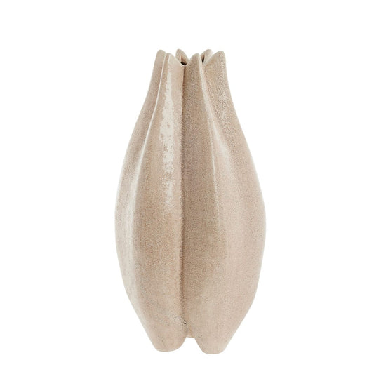 Valona Vase h40.5cm in linen stoneware with minimalist design and natural texture.