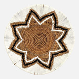 Large Pandawa handwoven wall plate made of white banana leaf and cotton with a tribal design.