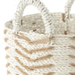 J-Line Set of 2 White & Natural Chevron Raffia Baskets